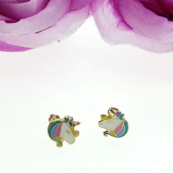 14K Solid Gold • Unicorn Enamel Resin Unicorn• Scr - Picture 5 of 6